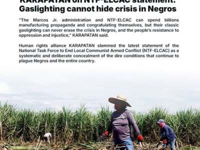 Karapatan Slams NTF-ELCAC, AFP Over Statements on Negros Military Operations 
